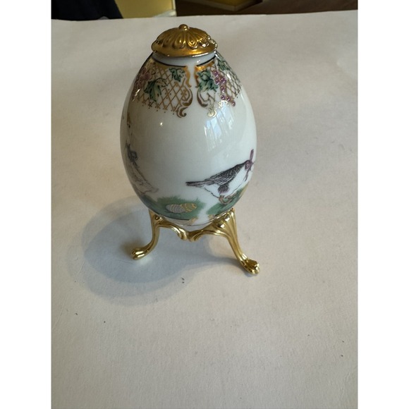Lenox~China Treasures Collection~Goose Egg ~Brass Stand ~USA Made 1996 Easter - Picture 9 of 11